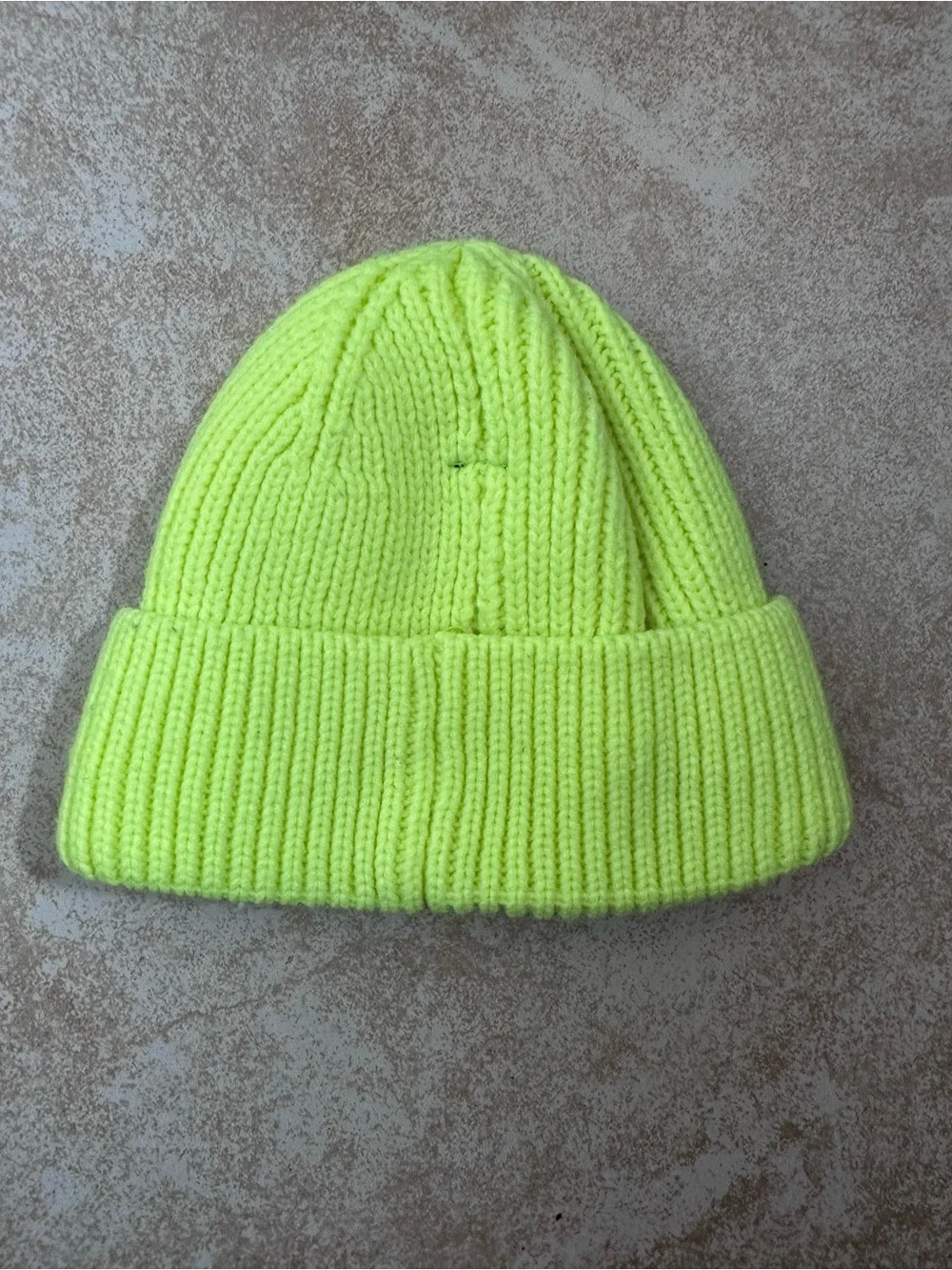 Zara Neon Yellow Ribbed Kids Beanie Hat